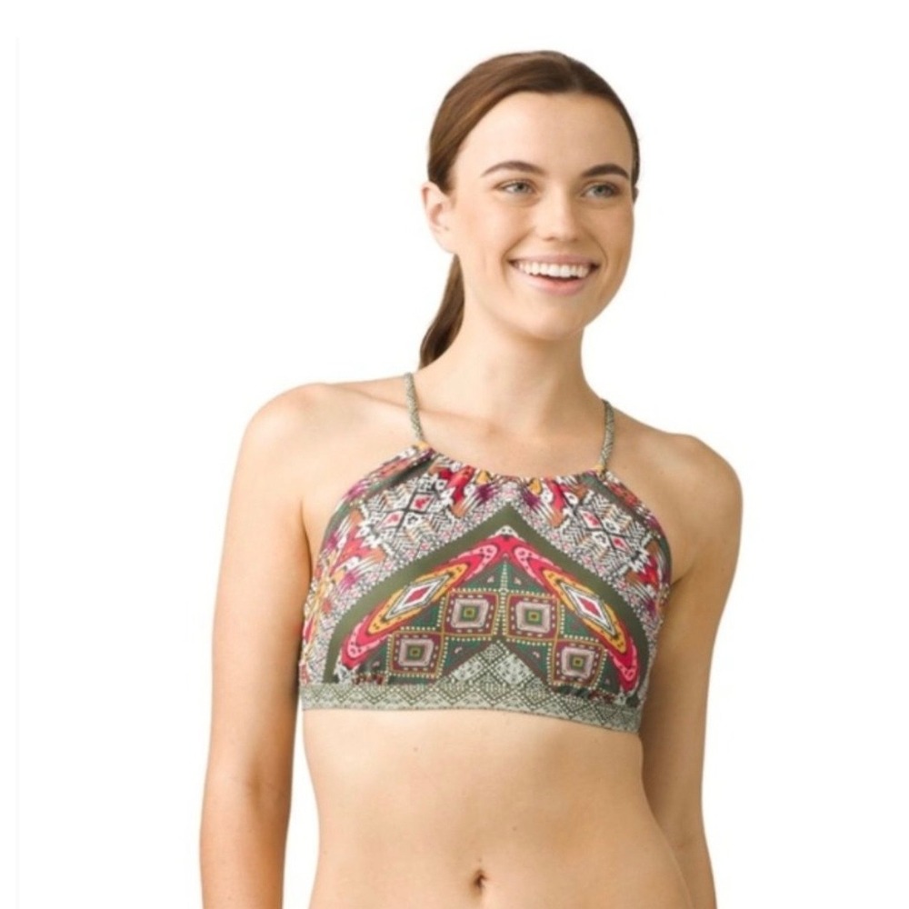 Prana Brina Swimsuit Top Green Halter Size Large